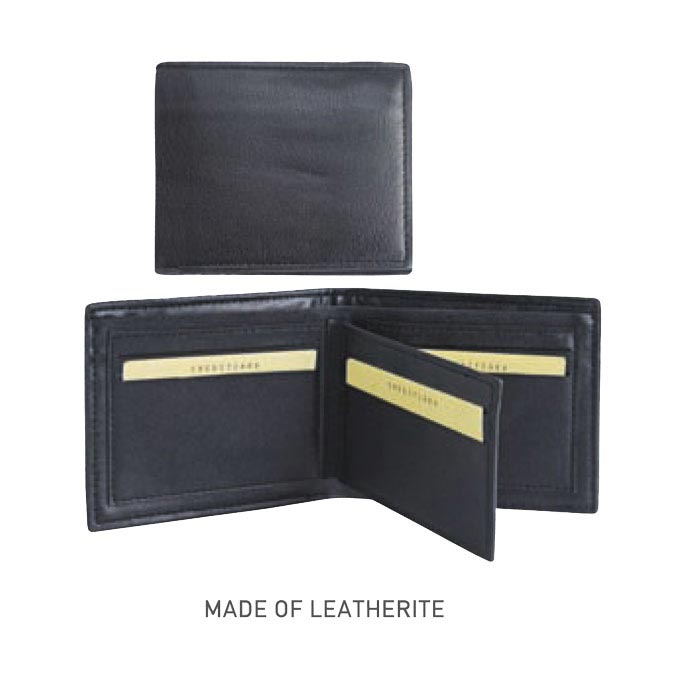 Polished black leather wallet MW (code-13)
